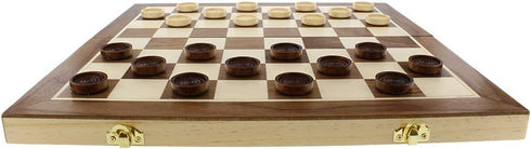 Classic Wood Checkers Stackable Pieces, Set of 26, Brown/Natural Colors, 1.125-Inch Wide