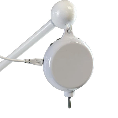 Crib Mobile Motor with Built-in SD Card, White Baby Mobile Rotary Music Box with Volume Control, Portable Sound Machine