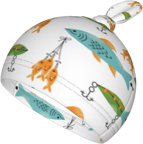 Osvbs Sets, Fishing Baby Stuff Swaddle Blankets Beanie Hat Soft and Stretchy Newborn Fishes Blanket Swaddle Sack