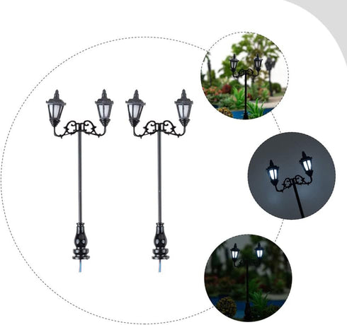 Yardwe 2pcs Miniature Street Light Model, 1:87 Road Light Micro Landscape Ornament for Outdoor Decor