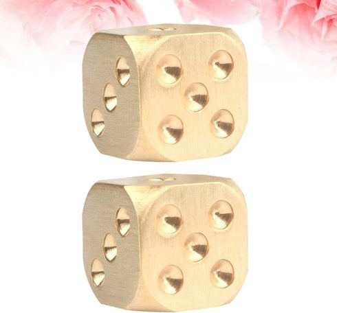 ARTIBETTER 2 Pcs Metal Dice: Brass Dice for Poker Party Game, Role Playing Games, Golden Dice for Tables