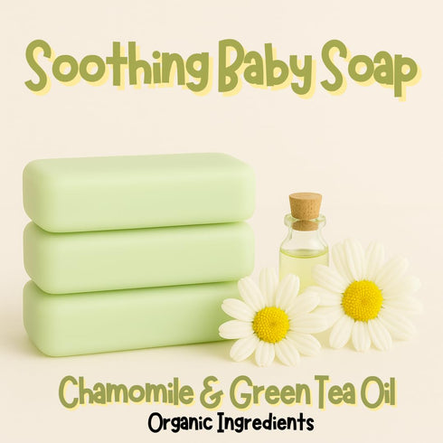 9 Hypoallergenic Baby Soap Bar | Gentle Cleansing Baby Body Wash Bar for Sensitive Skin | Chamomile & Green Tea | Made