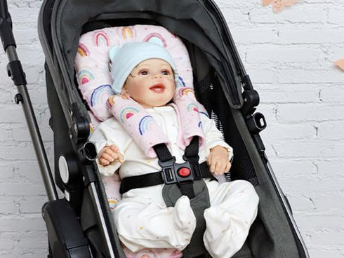 2 Infant Car Seat Insert, Car Seat Head Support Baby Girls Boys, Soft & Reversible Newborn Carseat Insert Cushion