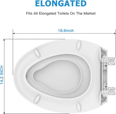 Hosslly 19" Elongated Toilet Seat with Built in Potty Training Seat, Potty Training Toilet Seat for Toddlers, Magnetic