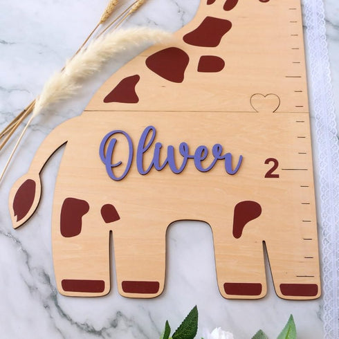 Customizable Giraffe Height Chart - Wooden Growth Ruler for Kids' Rooms