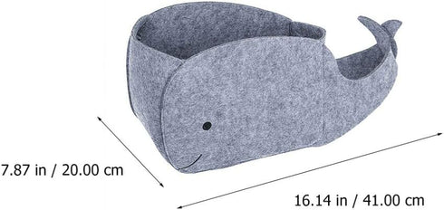 STOBOK Whale Shaped Felt Storage Bin, Fabric Foldable Basket for Home Nursery Toy Organizer, Sundries Container