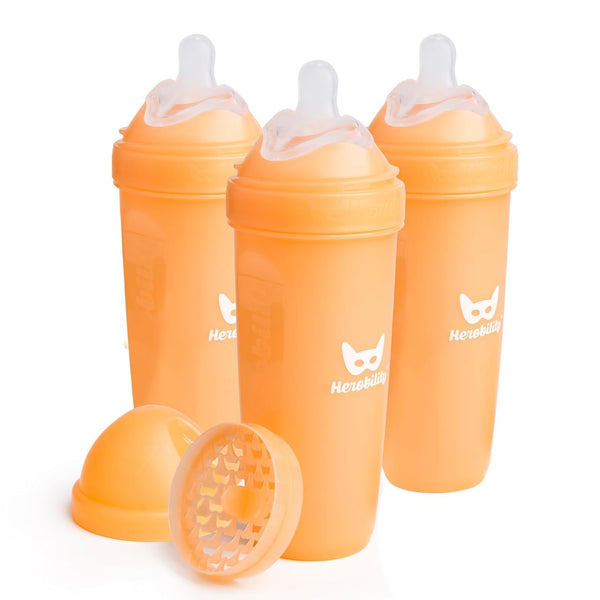 Herobility Anti-Colic Baby Bottles 12 fl oz/340ml - Pack of 3 Plastic