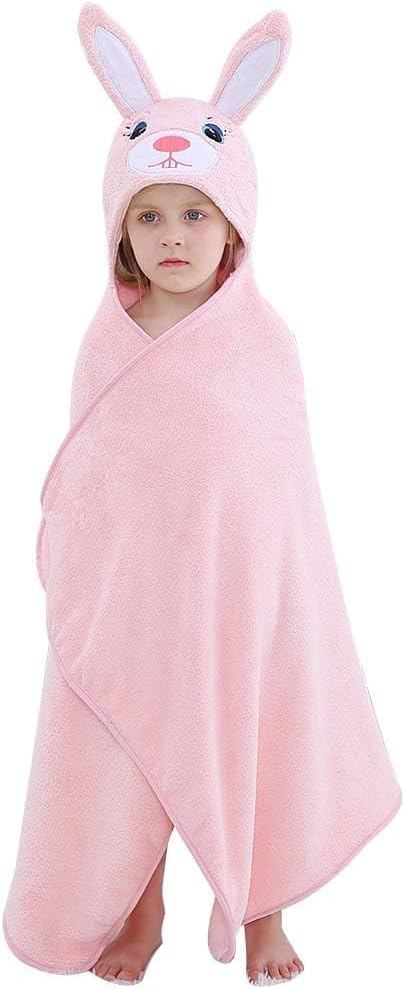 MICHLEY Cartoon Hooded Baby Towel Unisex, Premium Soft Swimming Bathrobe Large Washcloths