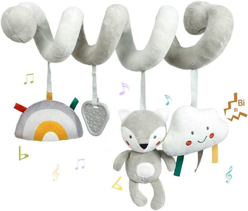 Baby Car Seat Toys, Infant Activity Spiral Plush Hanging Stroller Toys with