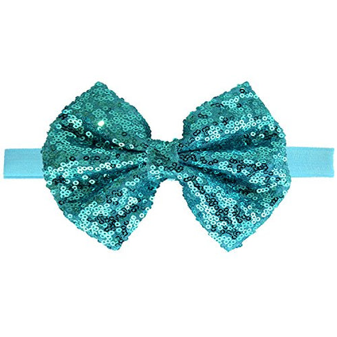 CÉLLOT 15pcs Baby Girl Headbands - Sparkly Glitter Sequins 4" Big Hair Bows for Infant Newborn and Toddlers