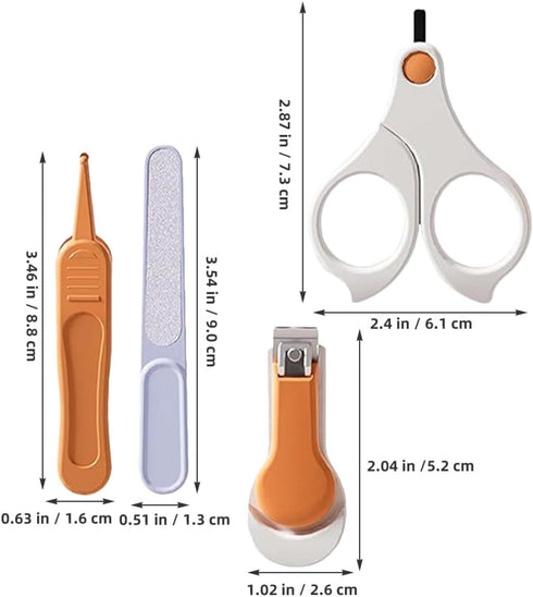 Set 4pcs IMIKEYA Nail Clippers and Scissors for Newborns - Grooming Kit with Nail File Protective Care Tools for Home