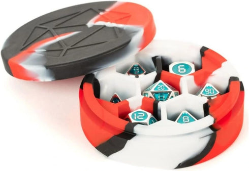 FanRoll Silicone Round Dice Case: Red/Black/White for Dungeons and Dragons Accessories