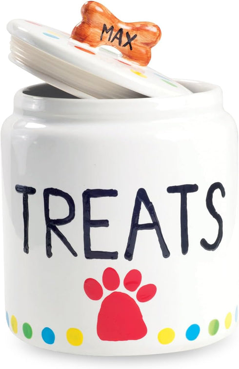 12 2 MindWare Paint Your Own Porcelain: Dog Treat Jar Craft Kit - Includes Porcelain Dog Treat jar, Bright Colors