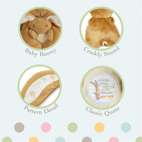 KIDS PREFERRED Guess How Much I Love You Cute Bunny Plush Lovey Crinkle Security Blanket for Infants, Babies, Toddlers