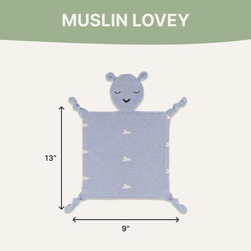 100% Parker Baby Muslin Lovey Security Blanket for Babies | Organic & Hypoallergenic Muslin Cotton | Soft & Safe