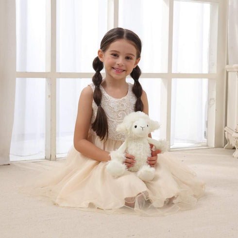 Apricot Lamb Plush White Stuffed Animal | Soft Cuddly 8.5 Inch Lamb Toy for Children