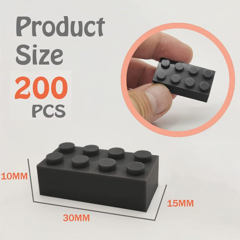 200 Piece Classic Building Bricks, 2x4 Building Blocks STEM Creative Building Toys, Dark Grey
