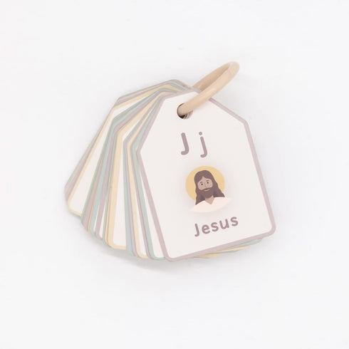 Bible ABC Flash Cards for Preschool Sunday School, Christian Homeschool Alphabet Ring Cards