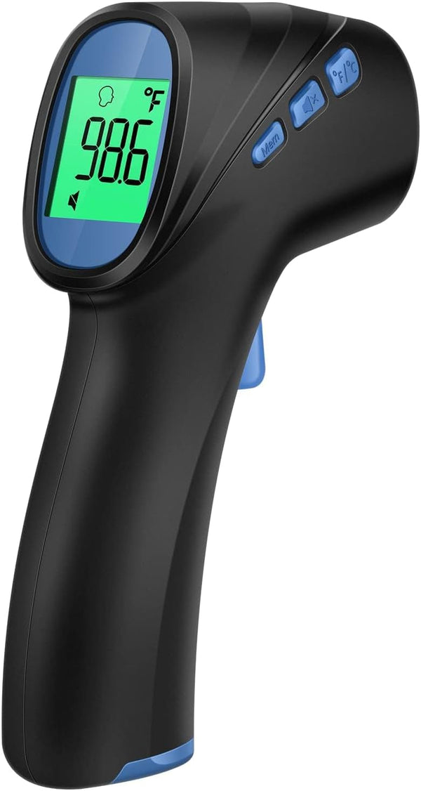 Touchless Thermometer for Adults, Digital Infrared Thermometer Gun with Fever Alarm, Fast Accurate Results (Black)