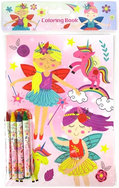 12 48 TINYMILLS Magical Fairies Coloring Books for Kids with Coloring Books and Crayons, Fairies Birthday Party Favors