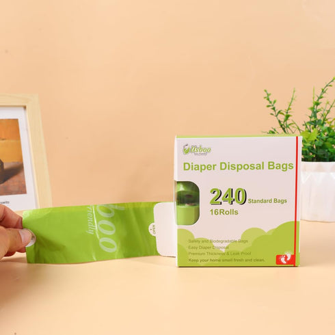16 Rolls/240 Diaper Bags Disposable for Baby, Refill Bags OXO-Biodegradable Waste Bags,Dirty Disposable Diaper