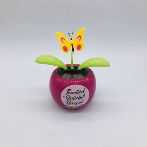 2Pcs Purple Solar Power Flip Flap Flower, Eco-Friendly Bobblehead Solar Dancing Flowers for Car Decoration
