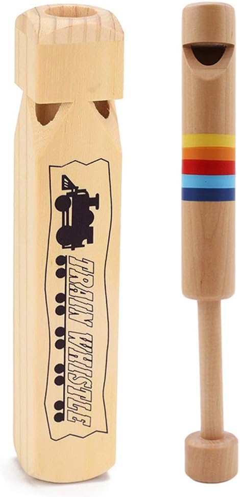 Tovip 2Pcs Wood Train Whistles Toy - Cultivate Hands-on Skills, Creativity, and Locomotive Sound for Music Gifts