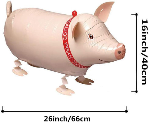 Soochat Pig Balloon Animal, Walking Mylar Foil Balloon for Birthday Wedding Party Decoration, 3 Pcs