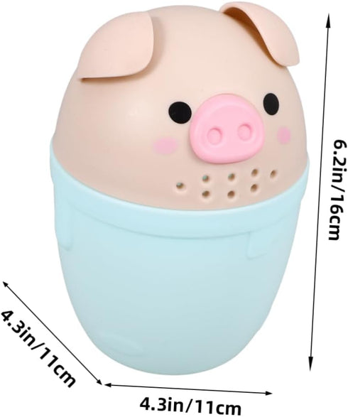 Toddmomy Cute Pig Bath Rinse Cup for Babies Thick Baby Shampoo Cup Handle Cartoon Bathing Spoon for Hair Washing