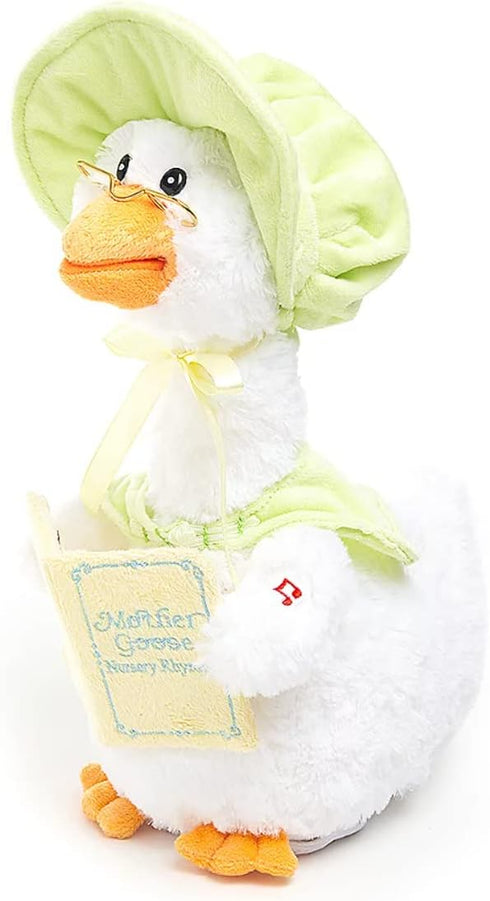 Cuddle Barn Mother Goose - Animated Talking Musical Plush Toy, 14" Soft Stuffed Animal Reading Nursery Rhymes