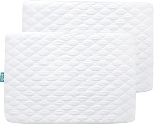 Pack 4 Pack Set, Biloban and Play Sheets and Waterproof Mattress Protector Pad Cover Ultra Soft, Grey, Noiseless