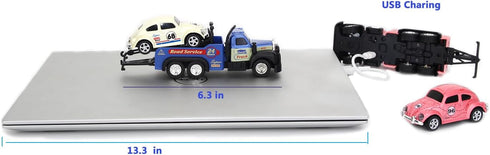 Set 2PCS,City 3-5 4-7 8-12 1:64 Mini Rc Truck,Tow Trucks Toy with Mini Metal Car Service Vehicle Remote Control Tow