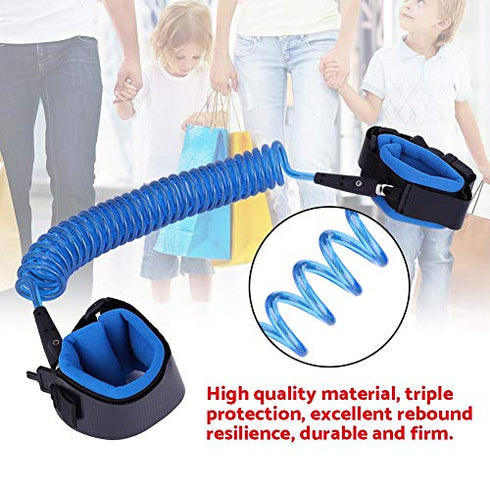 Anti Lost Wrist Link Safety Wrist Leash Loop with Key Lock for Toddlers, Kids, Baby 2.5M (Blue)