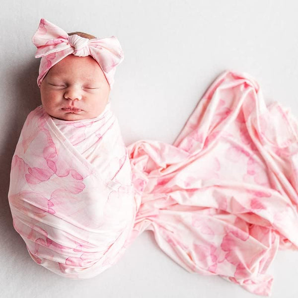 Luxury Rayon from Bamboo Headband & Baby Swaddle for Newborns 0-3 Months,
