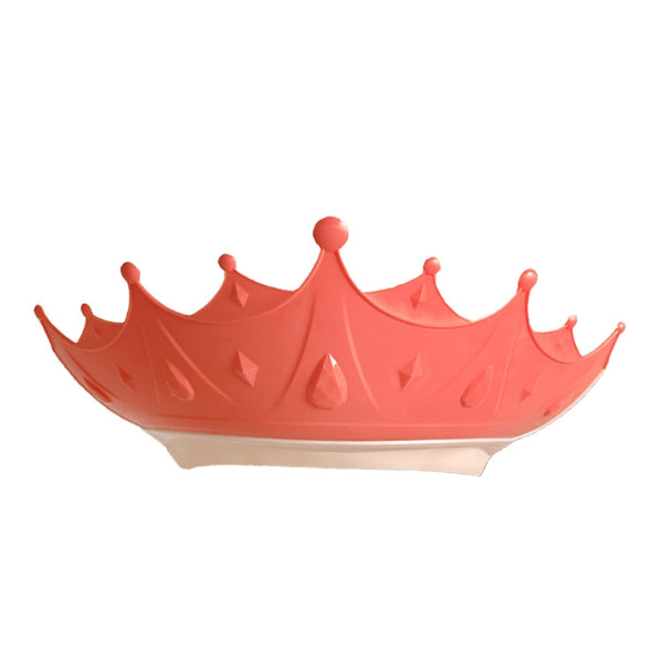 Adjustable Toddler Hair Washing Shield, Cute Crown Shape Silicone Baby Shower Cap (Red)