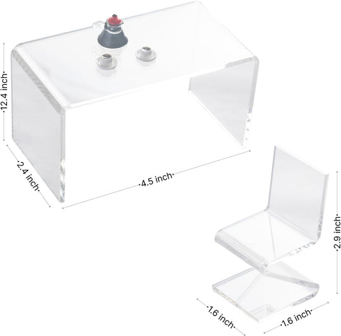 1/12 (1 4 SAMCAMI Dollhouse Furniture, Transparent Acrylic Dining Table with Chairs for Scale Dollhouse Kitchen, Cake