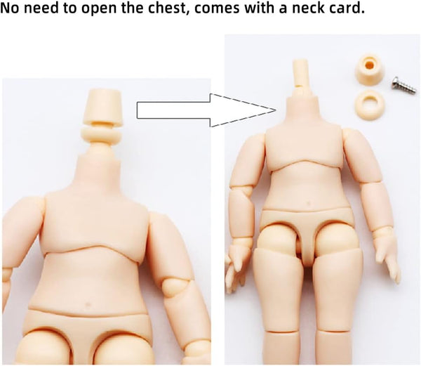 niannyyhouse DOD Doll Action Figures Body - 10cm for 1/12 BJD Dolls Head (Normal White-Standard Package A)