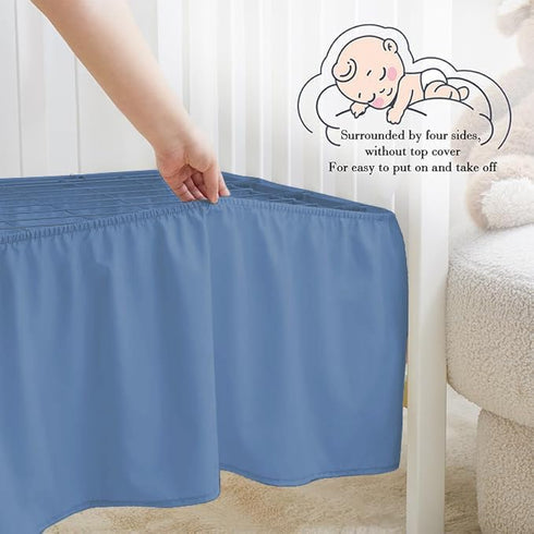 Stoffkontor (24 38) 10 Inch Mini Crib Ruffle Bed Skirt x with Drop Dust Ruffle for Baby Boys or Girls Nursery Crib