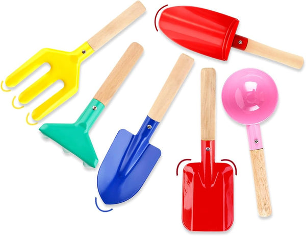 Katroiy 6 Piece Kids Gardening Tools, Children Beach Sand Box Toys, Made of