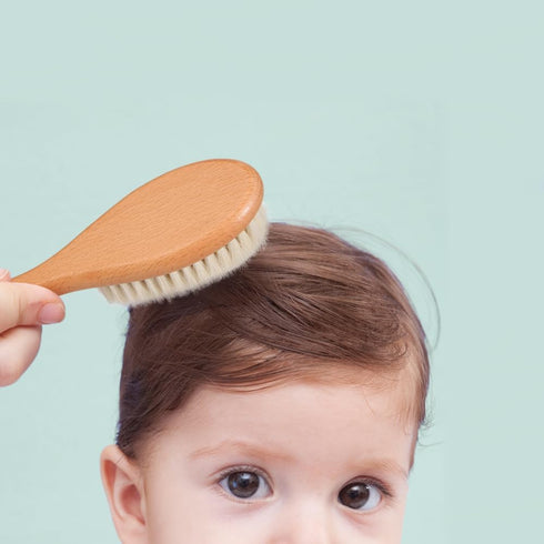 BoAn Wooden Baby Hair Brush,Natural Soft Goat Bristles,Cradle Cap Brush for Newborns & Toddlers,Perfect Scalp Grooming