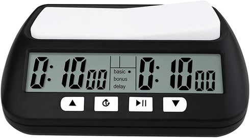 Digital Chess Timer Professional Chess Clock with Alarm, 3-in-1 Portable Timer, 2 AA Battery Included (Black)