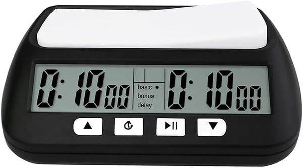 Digital Chess Timer Professional Chess Clock with Alarm, 3-in-1 Portable Timer, 2 AA Battery Included (Black)