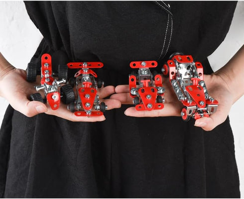 Racing Car Erector Sets for Boys Ages 8-12, Metal Building Kit, STEM Toys for Boys Age 8-12, Roadster Red Model