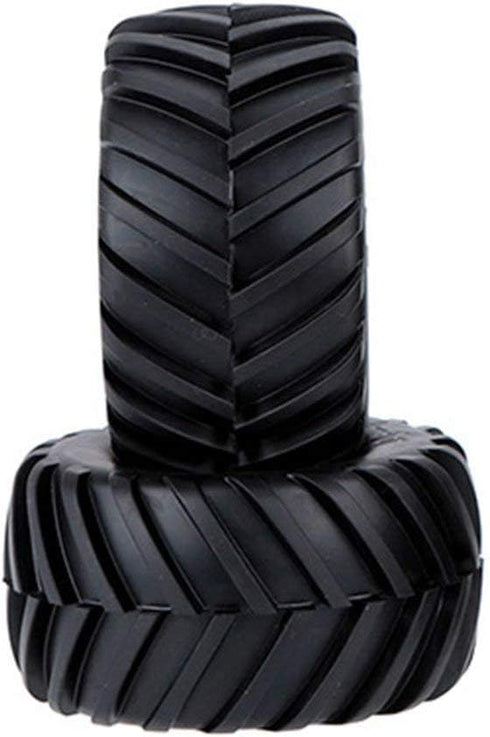 4PCS 1/10 RC Monster Truck Wheel and Tire Set, 135MM Rubber Tyres and 6 Spoke Plastic Wheel Rims (Red)