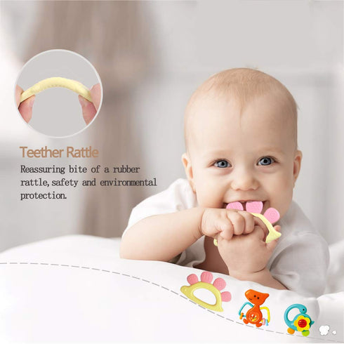 Baby Rattles Set - Teether, Shaker, and Musical Toy Set for 3-12 Month Infants, Early Educational Gifts