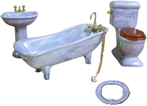 BESTLEE Set 4PCS-1:12 Dollhouse Furniture Miniature Bathroom Purple Bathroom Accessories Scale (Violet)