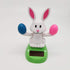 Solar Powered Toy Shaking Head Rabbit Statue Shaking Head Dancing Toy Rabbit Bunny Figurines for Car Dash Board Decorations - White