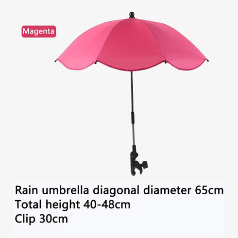 OIY 26 30.7" Clip-On Stroller Umbrella Sunshade, x Adjustable Clamp Parasol with UV Protection for Baby Stroller