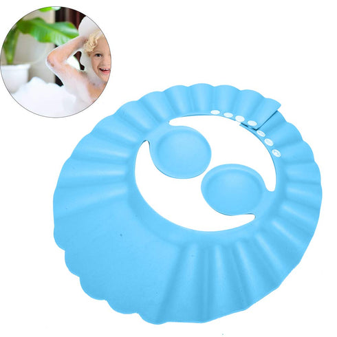 Srliya Baby Shower Shampoo Bath Cover Soft Adjustable Visor Hat for Toddlers Silicone Hair Sun Ear for Kids (Blue)