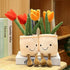 Tulip Plush Toy, 13" Orange Flower Pot Stuffed Plushie Pillow Doll, Soft Fluffy Hugging Cushion - Gift for All Ages